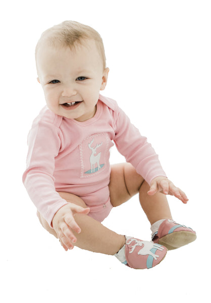 Deer Me! Gift Set (pink onesie and shoes, medium is short sleeved)