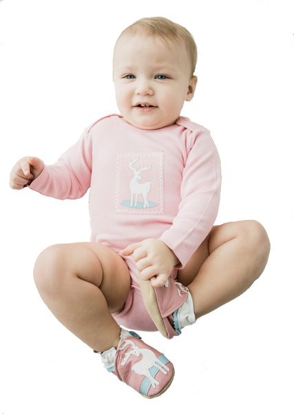Deer Me! Gift Set (pink onesie and shoes, medium is short sleeved)