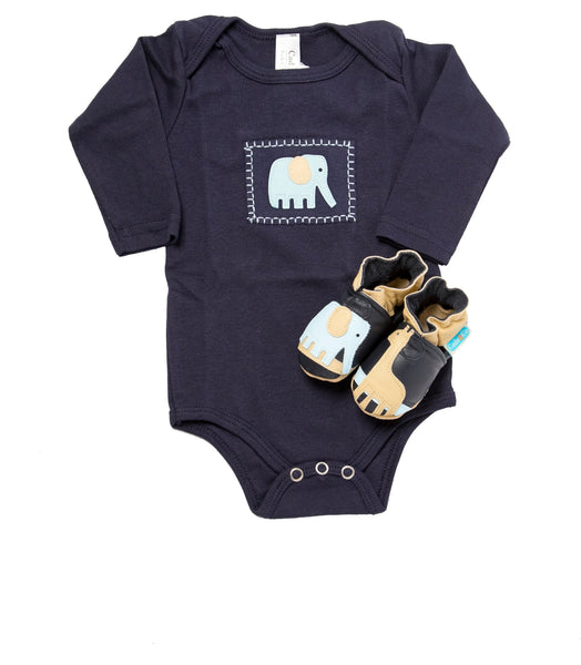 Safari Gift Set (navy onesie and shoes)